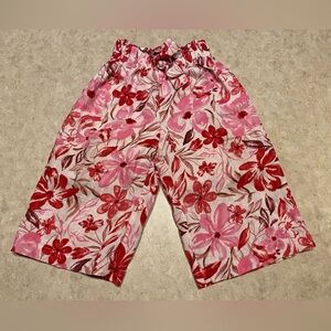 Btween baby floral pink red wide leg pants 12 month
